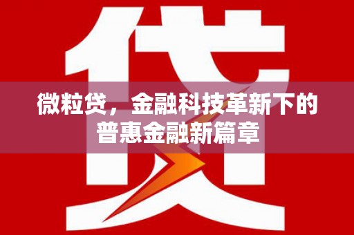 松溪微粒贷，金融科技革新下的普惠金融新篇章