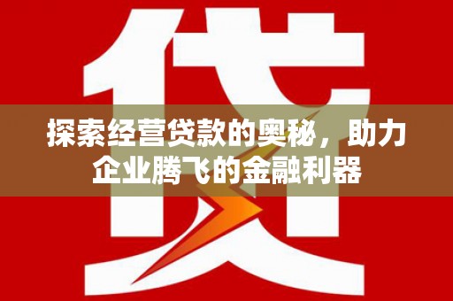松溪探索经营贷款的奥秘，助力企业腾飞的金融利器