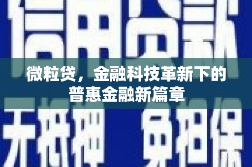 松溪微粒贷，金融科技革新下的普惠金融新篇章