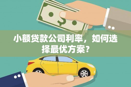 松溪小额贷款公司利率，如何选择最优方案？