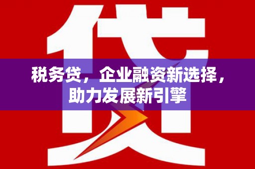 松溪税务贷，企业融资新选择，助力发展新引擎