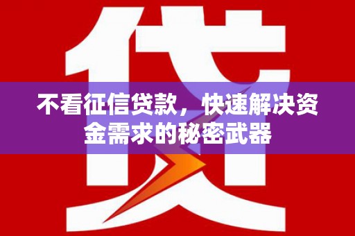 松溪不看征信贷款，快速解决资金需求的秘密武器