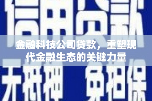 松溪金融科技公司贷款，重塑现代金融生态的关键力量